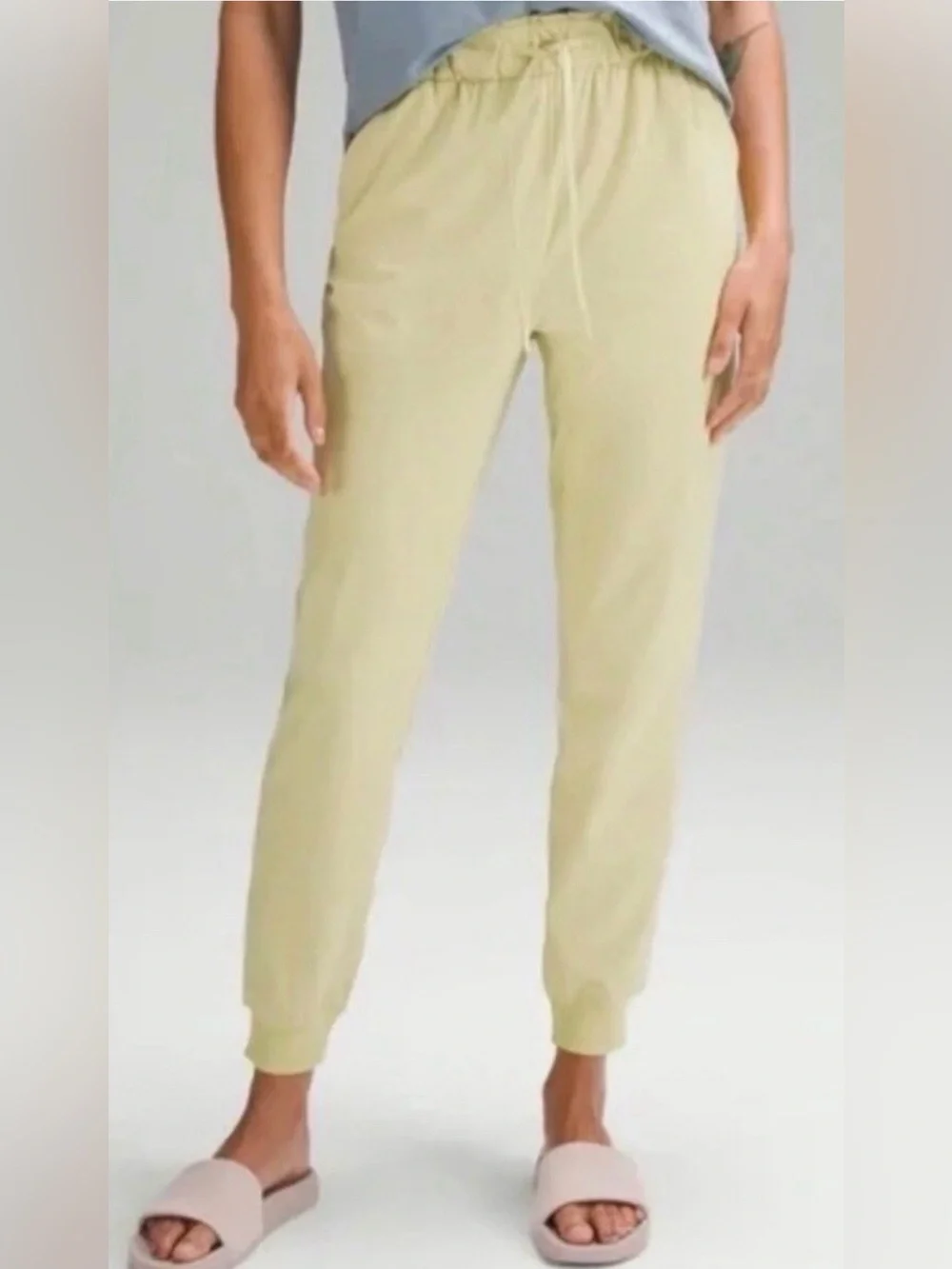 lululemon athletica Pale Yellow Elastic Ruffle Waist Joggers
